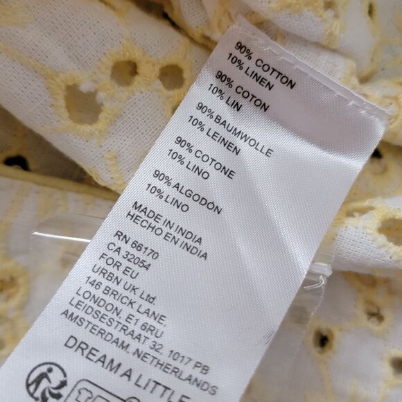 Free People Dream a Little Dream Eyelet Lace Top Womens M Cottage Butter Yellow - Picture 5 of 7